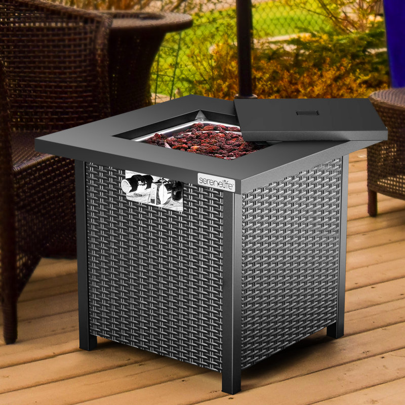 Square Iron Propane Smokeless Fire Pit Table