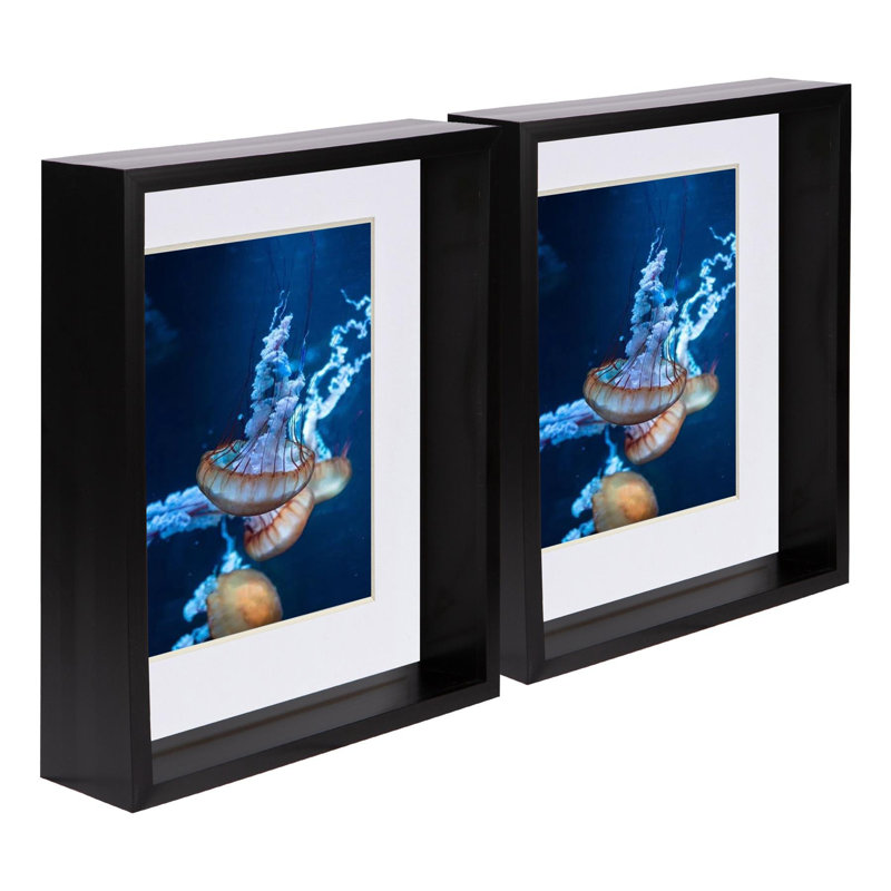 Nicola Spring - 8" x 10" 3D Deep Box Photo Frames - 5" x 7" Mount, Black, 5" x 7"