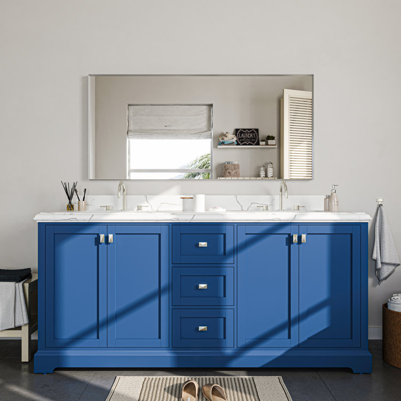 Aluminum Alloy Framed Decorative Wall Mirror Bathroom Vanity Mirror, Silver, 60" x 28"