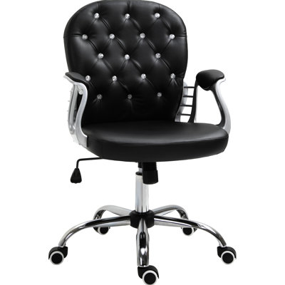 Chaise de bureau confortable en similicuir noir avec siège réglable et fonction berçante