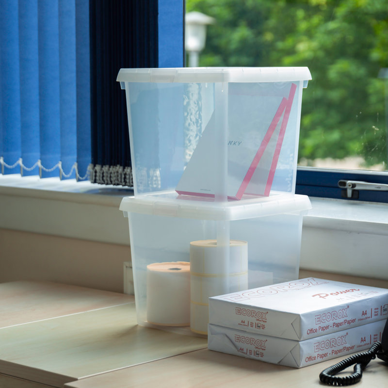 Wham Clip Square Plastic Storage Boxes with Secure Clip Lock Lids Clear/Clear/Clear