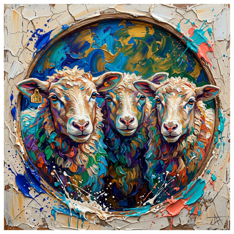 Trois panneaux de rideaux à trois moutons, 50" x 80" - 1 Panel, Sheer