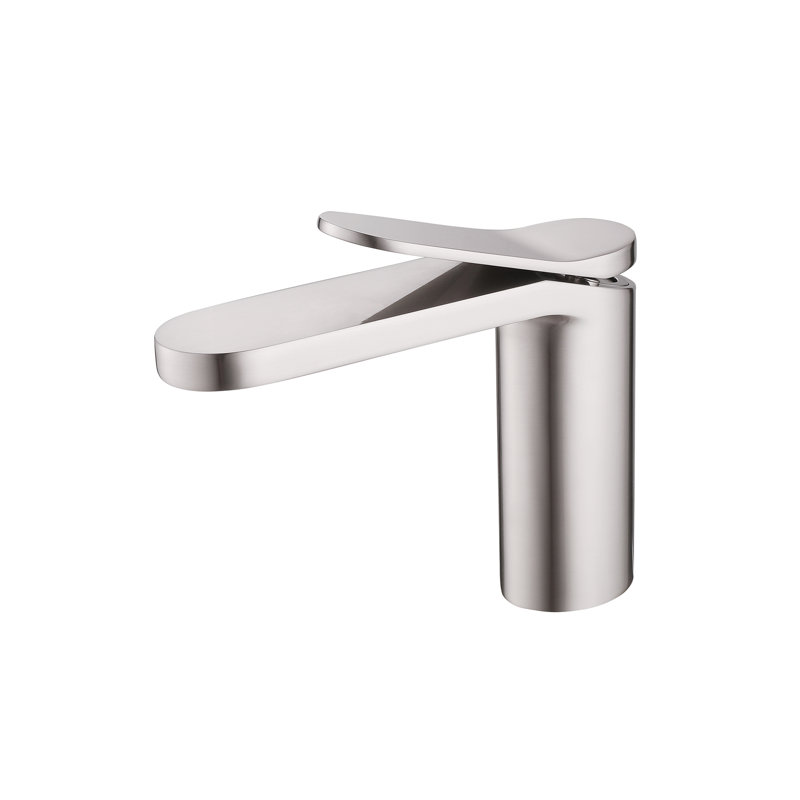 Robinet de lavabo de salle de bain à poignée simple à un trou, Nickel brossé