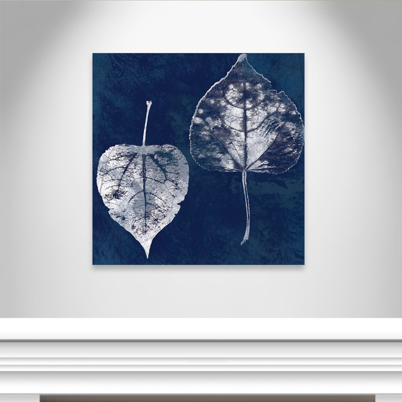Feuilles de cyan générique Aspen - peinture sur toile tendue, H 40 po x l 40 po x P 1,38 po