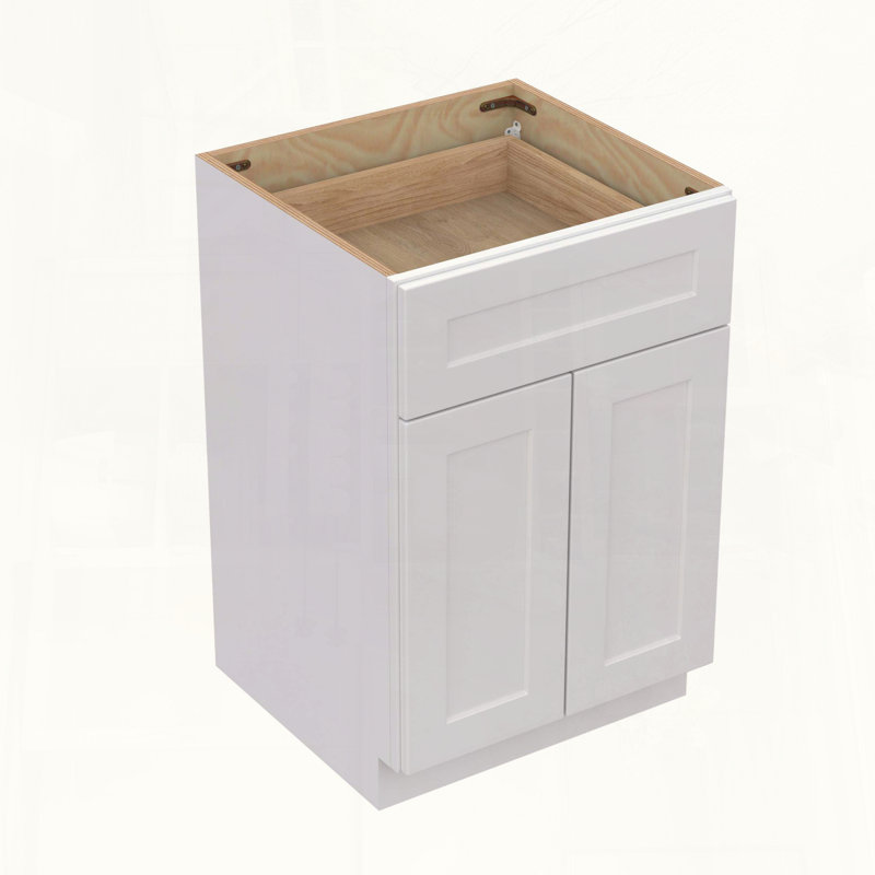 Armoire blanche Shaker avec tiroir à fermeture en douceur et portes doubles