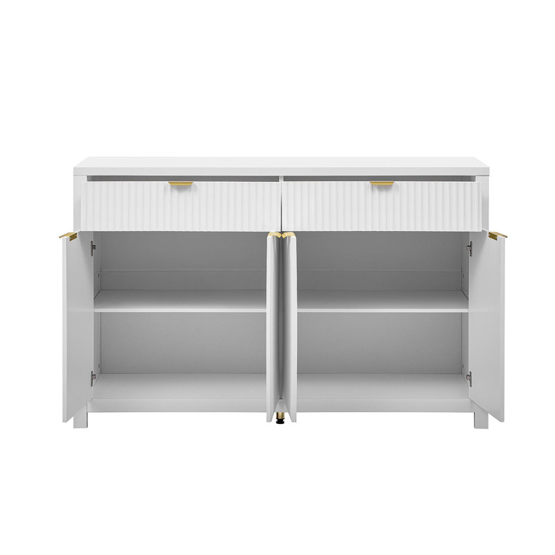 Buffet avec 2 tiroirs et 4 portes, Blanc