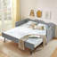 Lit de jour moderne, lit de jour rembourré équipé d'une base de lit gigogne escamotable et d'une poche de rangement latérale, canapé-lit multifonctionnel pour chambre à coucher et chambre d'amis-130899496-130899497