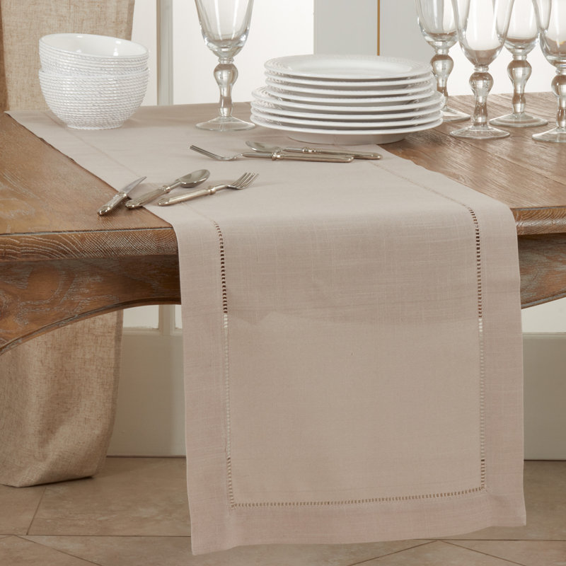 Emmeline Solid Colour Table Runner, 120" x 16", Tan