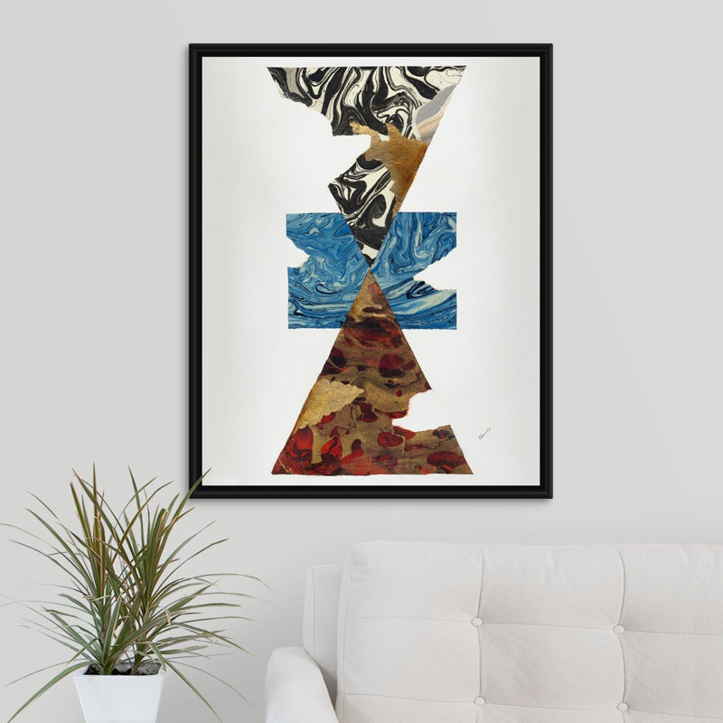 « infinite poursuite v », peinture sur toile, H 31,7 po x l 25,7 po x p 1,75 po, Cadre flottant noir