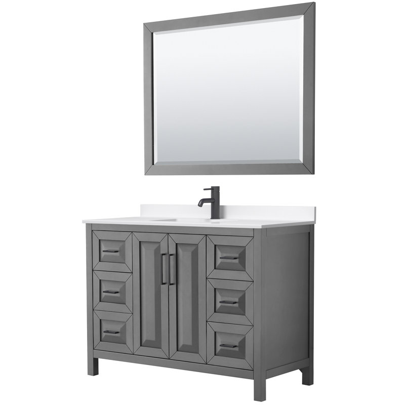 Daria 48'' W Vanity, Gray, Matte Black, Giotto Quartz