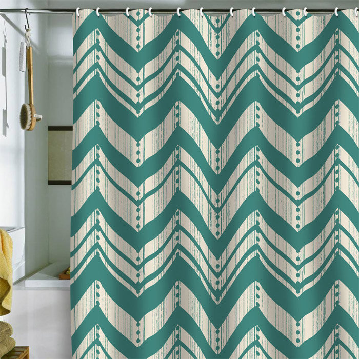 Rideau de douche simple à chevron + crochets Heather Dutton