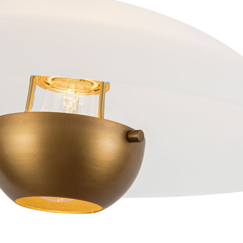 Umbra 14-in Black Pendant, 14-in, Matte Opal Glass / Vintage Brass