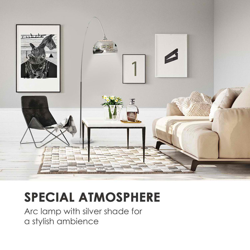 Nael 200cm Silver Arched Floor Lamp
