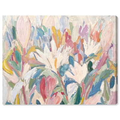 «Morning Mist Bloom I», art floral pastel sur toile par Art Remedy
