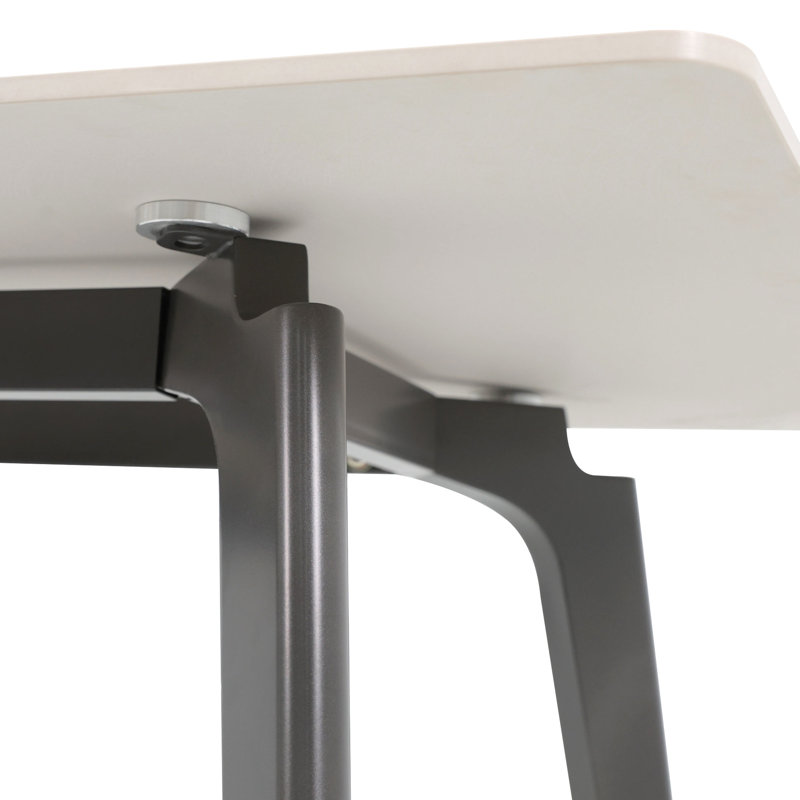 Table de salle à manger rectangulaire moderne de 61,22 po avec pieds en pierre frittée et métal gris foncé