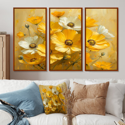 Yellow White Buttercup Grace Flowers I " Yellow White Buttercup Grace Flowers I " 3 - Pieces