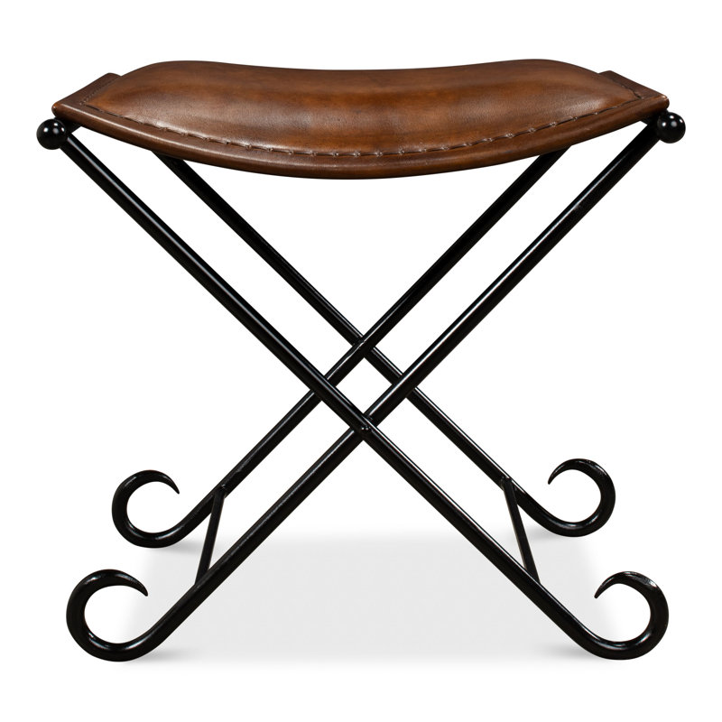 Mozambique Leather Accent Stool