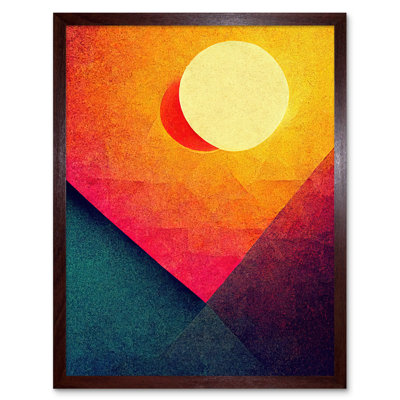 Abstract Geometric Retro Eclipse Moon Sunset - Print