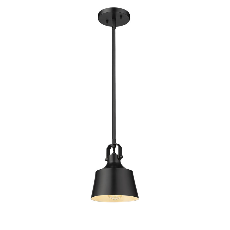 Luminaire suspendu conique à 1 lumière Provin, Noir mat