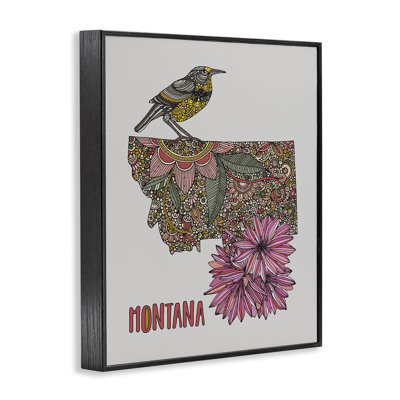 Floral Montana State Framed Giclee Art by Valentina Harper