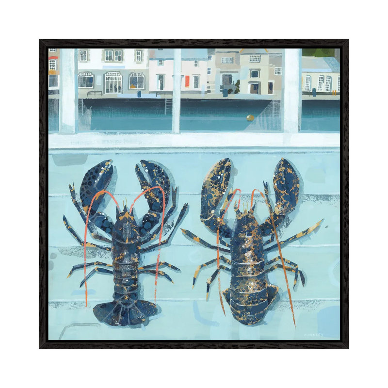 Padstow Lobsters by Claire Henley - Gallery-Wrapped Canvas Giclée on Canvas, 45.72 cm H x 45.72 cm W, Black Floater Frame