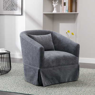 360-Degree Swivel Upholstered Armchair with Accent Pillow