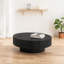 Table basse moderne à tambour Ellipse 43,7 pouces avec base piédestal robuste, noir élégant