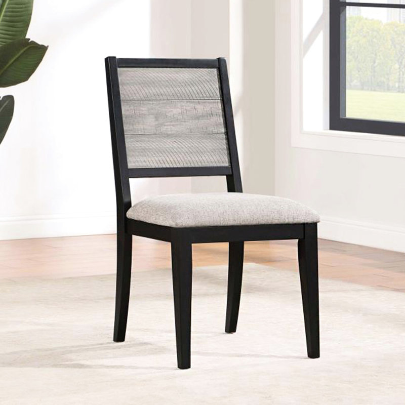 De 2 chaises de salle à manger en gris et noir - fabrication en contreplaqué pour la durabilité Siège de 19 pouces de hauteur avec et housse, base, hauteur de 19 po, matériau, forme rectangulaire