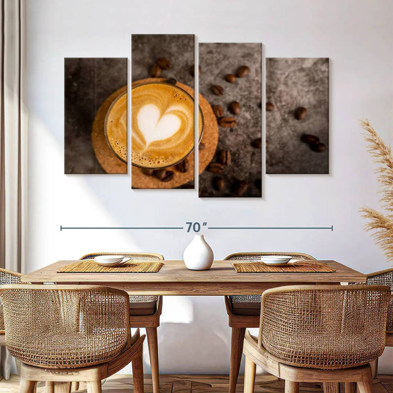 Yarlin au cœur sur un café au lait, H 42 po x l 68 po