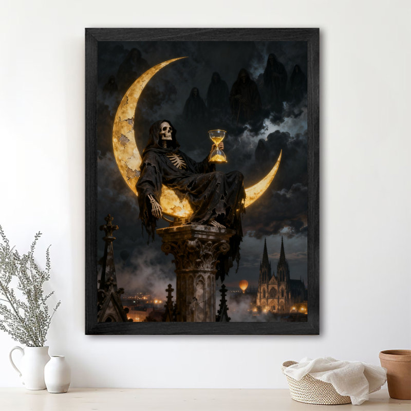 Art mural rétro noir marchant St. Reaper, impressions de style gothique foncé, H 11 po x l 9 po