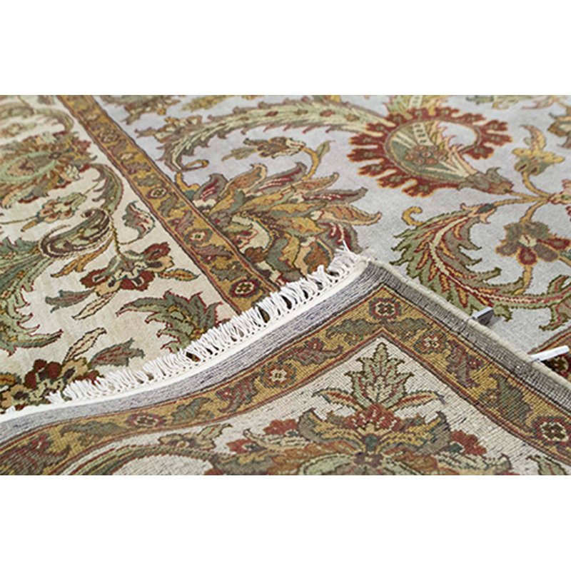 Tapis gris et ivoire noué à la main de haute qualité