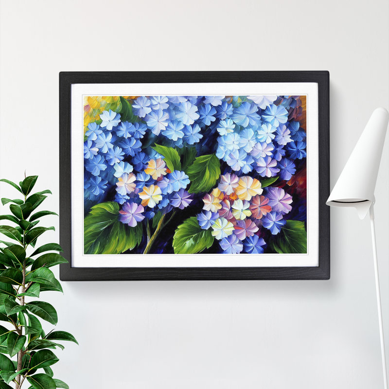 Hydrangea Flowers Vol.3 - Picture Frame Painting, Black, 46cm H x 64cm W x 2cm D