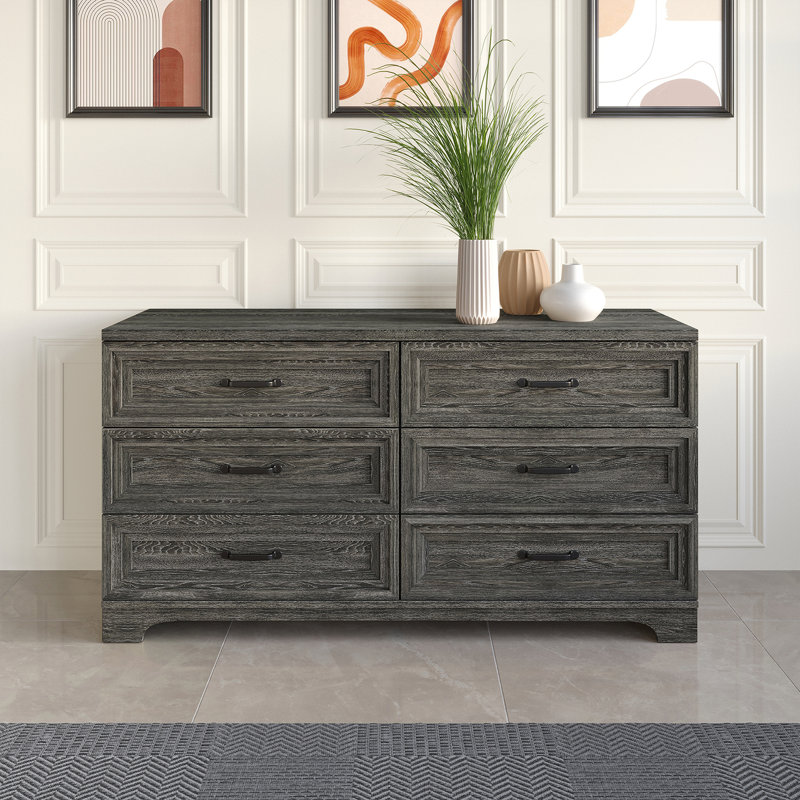 6 Drawers Dresser, Dark Gray