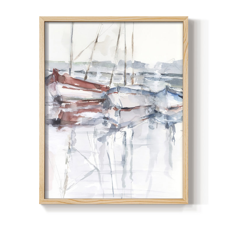 Watercolor Harbor Study II, reproduction encadrée - bois massif, H 11 po x l 9 po