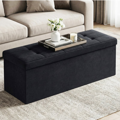 Reyaan 110cm Wide Tufted Rectangle Solid Colour Standard Ottoman with Storage