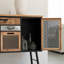 Console industrielle moderne, buffet de rangement multi-tiroirs avec pieds en métal, bois naturel et noir