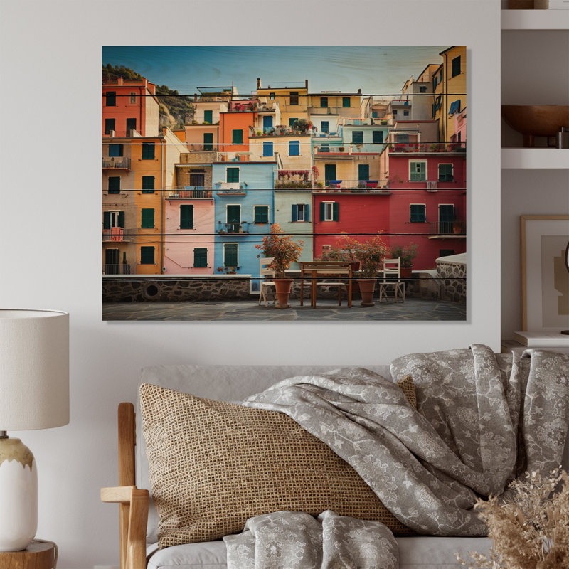 " Colourful Italy Cinque Terre Harmony I ", 24" H x 32" W x 0.78" D