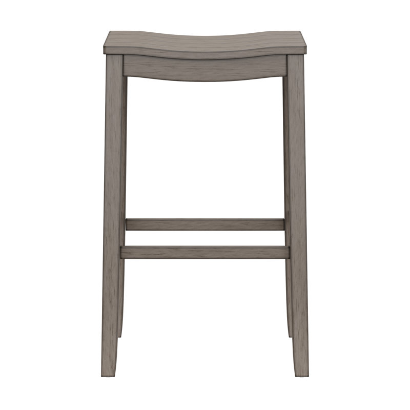 Katwa Wood Backless Stool, Bar Stool (30" Seat Height), Gray
