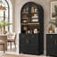 Armoire de cuisine cintrée avec portes vitrées, éclairage DEL, station de recharge et tablettes réglables.-958201059