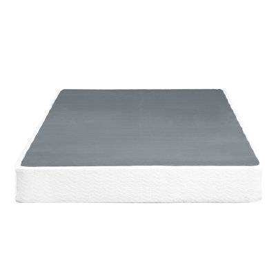 8.5 Inch Mattress Foundation - Metal, Textured Fabric Cover 12 Supported Full Black Metal Frame,