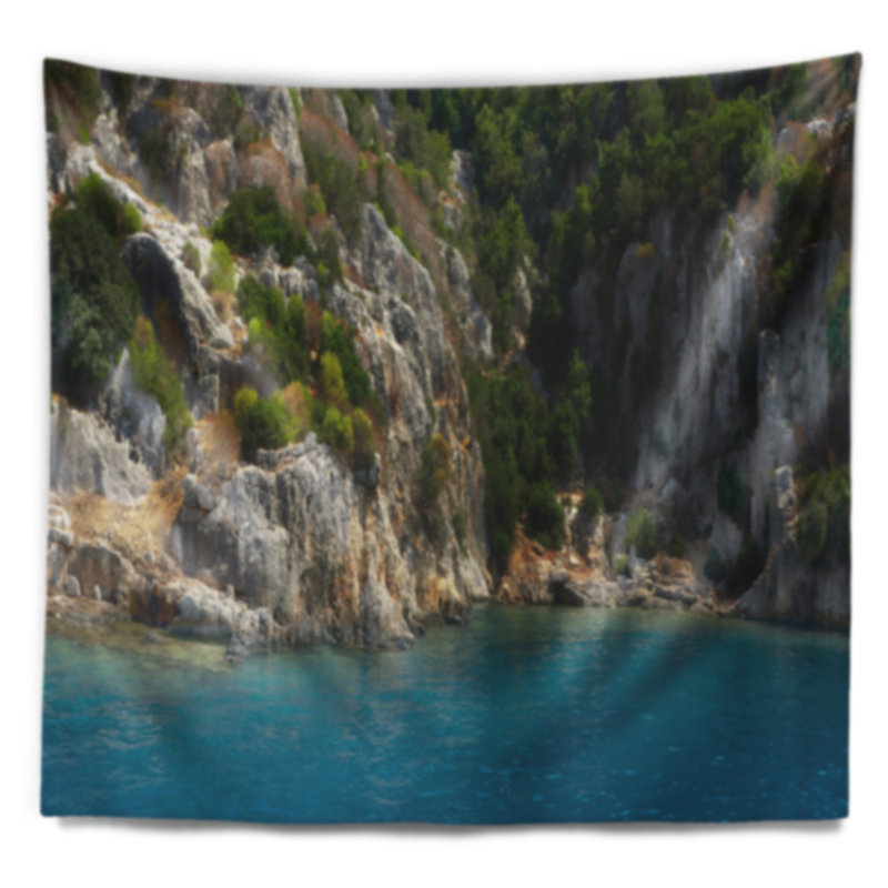 Paysage, belle Turquie, plage tropicale, tapisserie, H 78 po x l 92 po