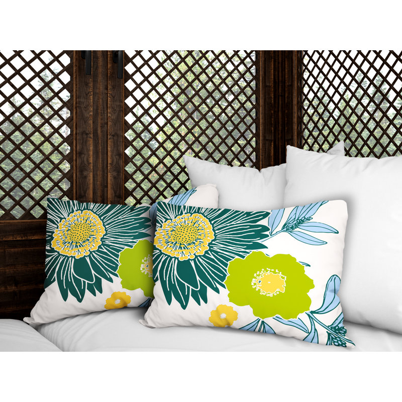Polyester / Mélange de polyester Housse de coussin rectangulaire intérieure / extérieure lombaire et insert, Émeraude