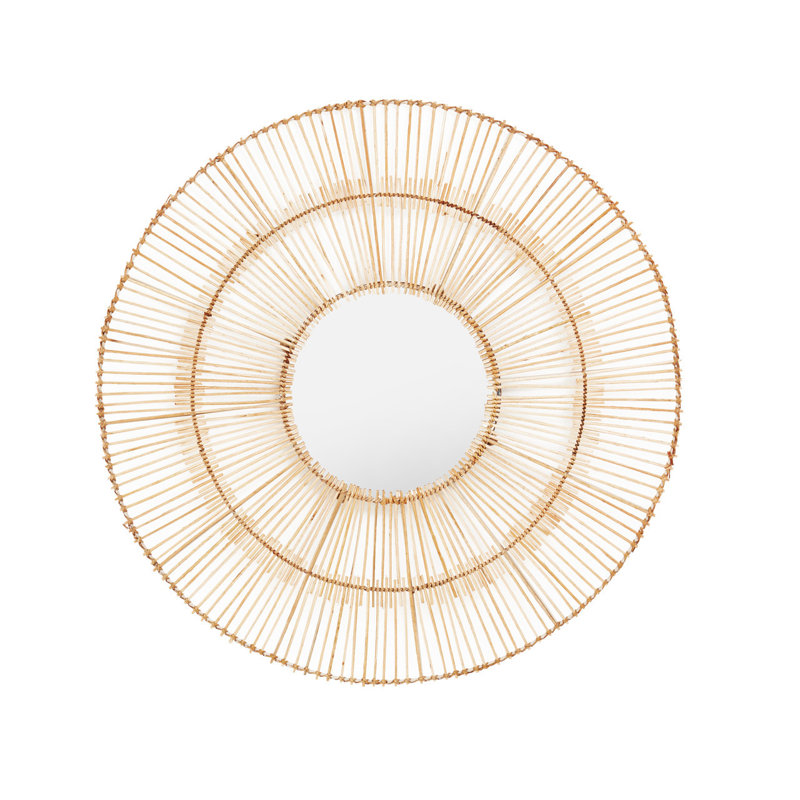 Muflier Rattan Flat Wall Mirror, Natural