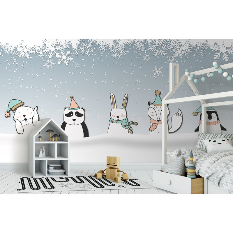 Dessin de peinture murale renard et panda, L 6,25 pi x l 9,33 pi