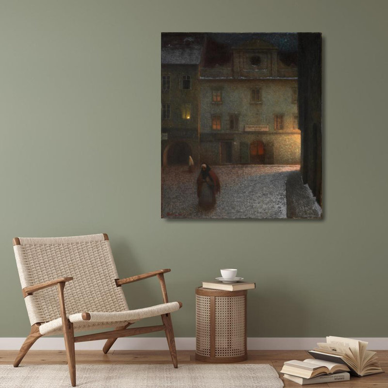 "Evening Street" par Jakub Schikaneder - Art mural sur toile tendue avec châssis, H 40 po x l 28 po