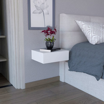 Table de chevet flottante, table de bout, table d'appoint murale avec tiroir