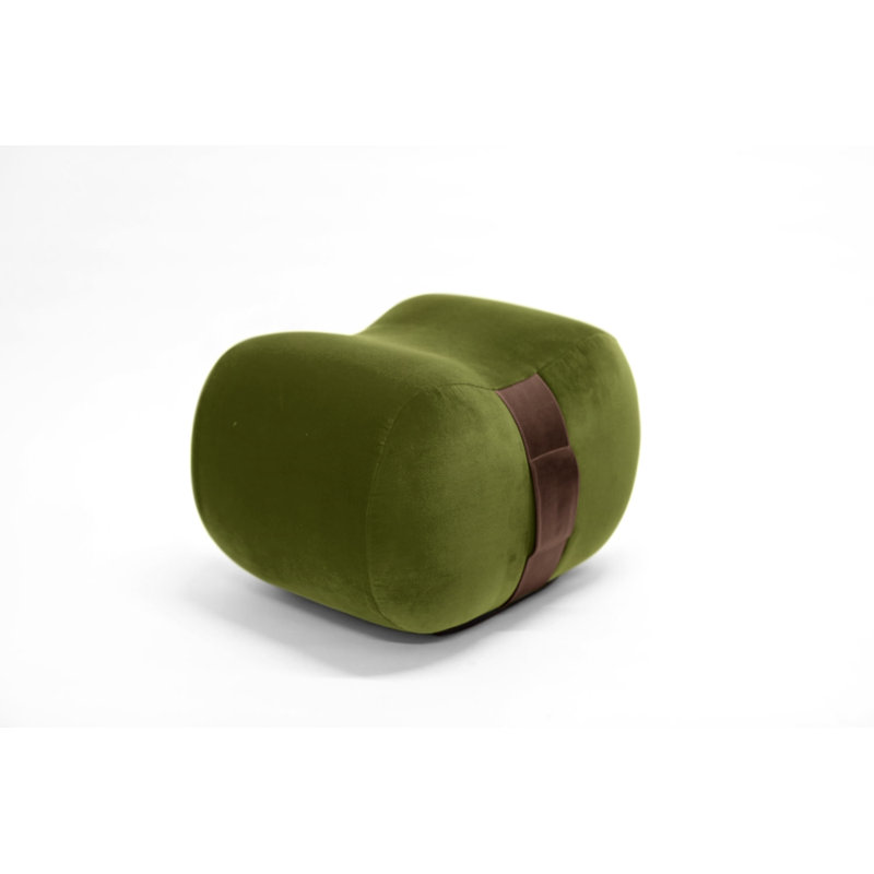 Milo Velvet Ottoman, Avocado/Creme Brulee Velvet