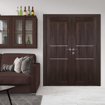 Porte double standard préfinie en bois manufacturé Avon 01 2H