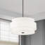 Lustre suspendu 5 lumières bronze avec abat-jour rigide en tissu blanc cassé fabriqué à la main-1987360665