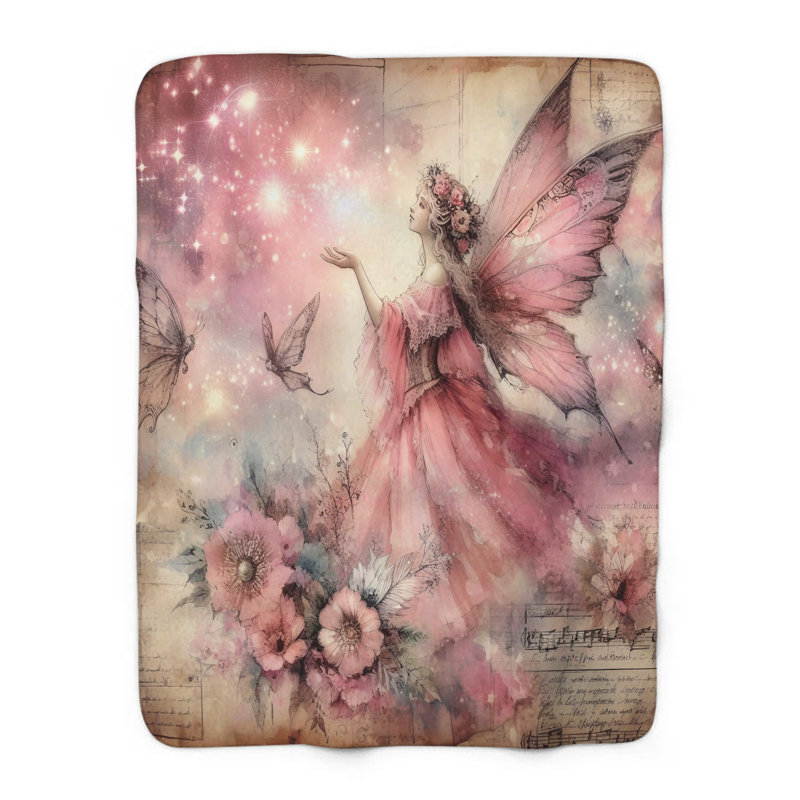 Mystical Garden Gazette - couverture sherpa 1 pièce de qualité supérieure - reproduction d'art luxueuse, Lit simple